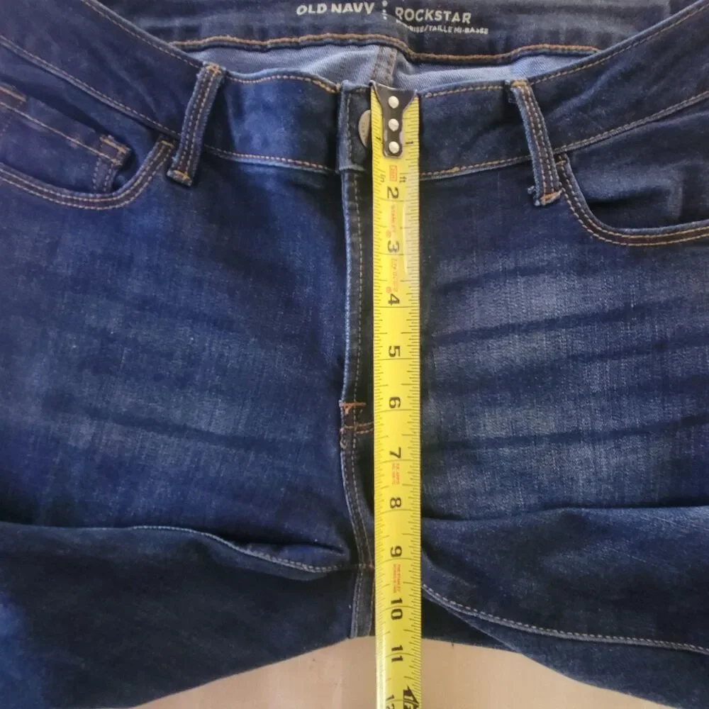 Old Navy Womens Rockstar Skinny Mid Rise Dark Wash Denim Jeans SZ 8 SHORT - Picture 6 of 12